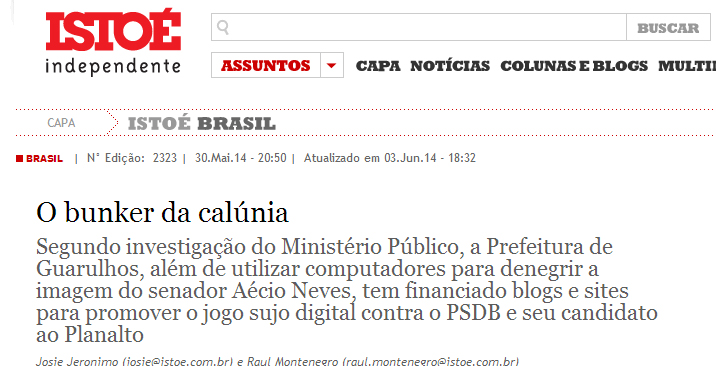 No dia 30 de maio, revista publicou duros ataques a blogueiros.