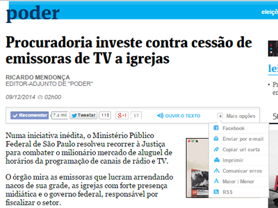 Folha repercutiu ações do MPF: 'Falta de fiscalização do governo federal também é alvo'