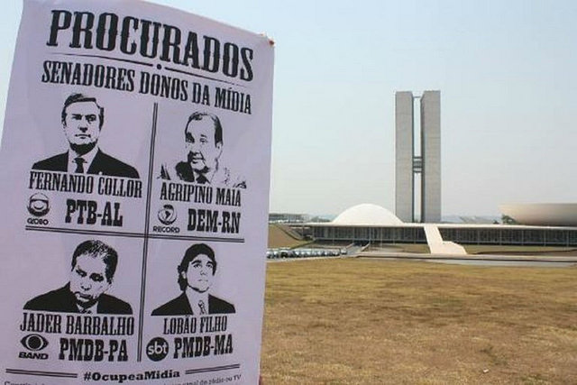 Protesto, em Brasília, contra a concessão de meios de comunicação a políticos / Reprodução